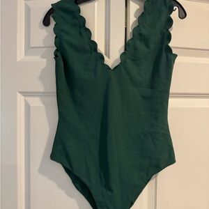 Marysia Swim Forest Green Scalloped Bodysuit